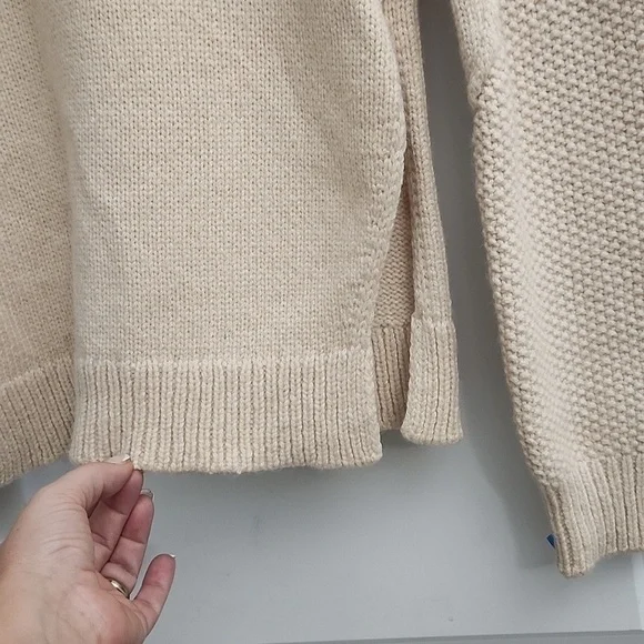 Sam Edelman Womens Sweater Long Sleeve Cream Wool Blend Side Slits. SZ Medium - Picture 7 of 13